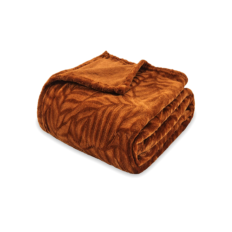 G00001 lightweight cozy warm leaves textured plush blanket