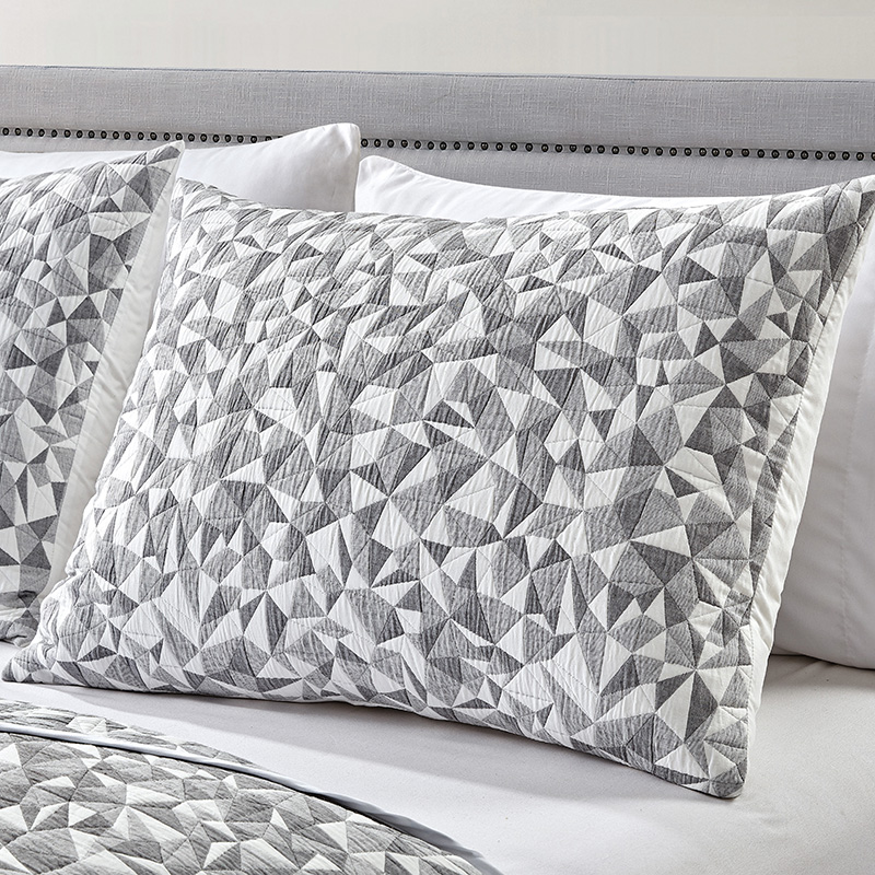 B00003 printed 3PCS grey geometry quilt set