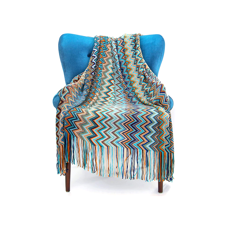 G00004 bohemian knitted fringed blanket